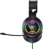 ⁦سماعة رأس سلكية للألعاب من هافيت، بمكبرات صوت 50 ملم مع إضاءة ار جي بي ومنفذ USB 3.5 ملم، لون أسود وأحمر، موديل H2233D⁩ - الصورة ⁦5⁩