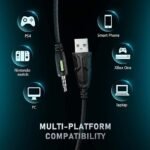 ⁦سماعة راس للالعاب K1B برو مع اضاءة LED وميكروفون سلكية فوق الاذن للكمبيوتر وبلاي ستيشن 5 واكس بوكس والجوال والتابلت واللابتوب من ران موس (اسود)⁩ - الصورة ⁦2⁩