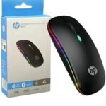 ماوس بلوتوث لاسلكي W10 بإضاءة ليد محمول مزدوج الوضع قابل لإعادة الشحن (بلوتوث 5.2 ومستقبل USB)، للاب توب/سطح المكتب/التابلت (أسود)، W10