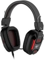 ⁦سماعات رأس - hv-h2168d - مضيئة باللون الأحمر مخصصة للألعاب للموبايل والكمبيوتر ومنصات الالعاب صون نقي جدا ، اسود ، سلكي ، فوق الأذن⁩ - الصورة ⁦2⁩