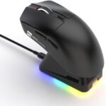 ماوس بلوتوث R8 G313 ثلاثي الاوضاع/ لاسلكي 2.4G - قابل للبرمجة 6D (برنامج) - 12800DPI - بطارية 400mAh قابلة لاعادة الشحن - قاعدة شحن مغناطيسية RGB خفيفة الوزن | اسود