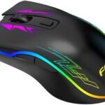 ماوس العاب عالي الجودة FV-509 باضاءة خلفية LED جيدة التهوية - 6400 نقطة لكل بوصة - للكمبيوتر الشخصي، USB