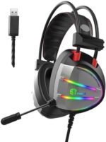 سماعة رأس للألعاب اس تي ستاندرد GM-07 - USB 7.1 (360 درجة) صوت محيطي - الفضاء اللوني ار جي بي - ميكروفون بخاصية إلغاء الضوضاء - وسائد الأذن من الميموري فوم لارتداء مريح