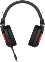 ⁦سماعات رأس - hv-h2168d - مضيئة باللون الأحمر مخصصة للألعاب للموبايل والكمبيوتر ومنصات الالعاب صون نقي جدا ، اسود ، سلكي ، فوق الأذن⁩ - الصورة ⁦4⁩