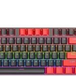كيبورد تي كيه إل ميكانيكي للألعاب بألوان قوس قزح بـ87 زر من فوريف، أسود وأحمر FV-Q301