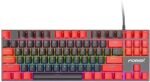 كيبورد تي كيه إل ميكانيكي للألعاب بألوان قوس قزح بـ87 زر من فوريف، أسود وأحمر FV-Q301