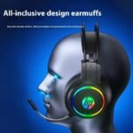 سماعة راس للالعاب اتش بي H100 بمنفذ USB 7.1 بصوت محيطي وتاثير اضاءة ملونة RGB - لطيفة على البشرة وجيدة التهوية - ميكروفون مرن لتقليل الضوضاء - مشغلات 50 ملم - للكمبيوتر وبلاي ستيشن 4 | اسود - Image 2