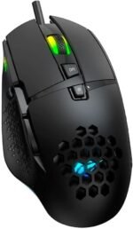 ⁦ماوس العاب جيمي نوت باضاءة LED بالوان RGB وتصميم خلية النحل وبـ8 ازرار و3200 نقطة لكل بوصة من هافيت، MS1022، سلكي⁩ - الصورة ⁦2⁩