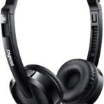 سماعة رأس ستيريو سلكية H100 بلس مع ميكروفون بخاصية إلغاء الضوضاء من رابو، مقبس صوت 3.5 ملم مع مقسم وتحكم في مستوى الصوت للكمبيوتر/ ماك/ اللاب توب/ الهاتف الذكي/التابلت، 18007