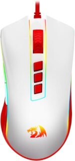 ماوس ألعاب كوبرا شيري M711C من ريدراجون، أبيض / أحمر