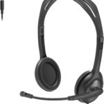 لوجيتيك, سماعة رأس ستيريو H111 للدردشة المباشرة والموسيقى، اسود/فضي، سلكية، على الأذن