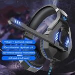 ⁦سماعات رأس Q10 بإضاءة ليد افتراضية 7.1 قناة بمنفذ USB مع ميكروفون بخاصية إلغاء الضوضاء وصوت ستيريو محيطي 3D وتحكم في مستوى الصوت للكمبيوتر وماك وأجهزة تشغيل ألعاب الفيديو من اوفلينج، أسود وأحمر⁩ - الصورة ⁦4⁩