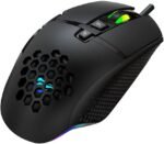 ⁦ماوس العاب جيمي نوت باضاءة LED بالوان RGB وتصميم خلية النحل وبـ8 ازرار و3200 نقطة لكل بوصة من هافيت، MS1022، سلكي⁩ - الصورة ⁦4⁩