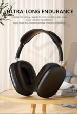 سماعات رأس لاسلكية P9 بتقنية البلوتوث، صوت ستيريو نقي، تدعم بطاقة الذاكرة، لون أسود (perforated)