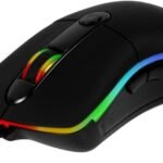 ماوس العاب GM20 بالوان الفضاء اللوني ار جي بي من ميشن 4800 نقطة لكل بوصة للكمبيوتر واللاب توب، لون اسود، سلكي