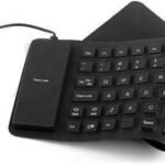 كيبورد سيليكون بسلك USB مقاوم للماء ومرن وقابل للطي بـ85 مفتاح للكمبيوتر المكتبي واللاب توب (اسود)