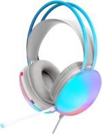 ⁦سماعة راس ستيريو للالعاب شفافة GH-511 Xtrike-Me - اضاءة RGB ديناميكية على شريط الرأس - ميكروفون تقليل الضوضاء - 2 × مقبس 3.5 ملم + USB للضوء لاجهزة الكمبيوتر والجوال واجهزة تشغيل العاب الفيديو الرقمية⁩ - الصورة ⁦4⁩