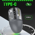 ⁦ماوس FV-210 ار جي بي قابل لإعادة الشحن ثنائي لاسلكي بلوتوث 5.1 بـ 2.4G - بطارية 500mAh ومستشعر PAW 3212 دقة 3200DPI، حماية من الأشعة فوق البنفسجية للألعاب والمكتب، لأنظمة ويندوز/iOS/أندرويد، رمادي⁩ - الصورة ⁦3⁩