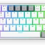 ريدراجون كيبورد العاب ميكانيكي K616 فيز برو 60% من 3 اوضاع، لاسلكي 2.4Ghz، كيبورد العاب ميكانيكي بلوتوث، 61 مفتاح مدمج مع اغطية مفاتيح باللونين الرمادي والابيض، مفتاح احمر خطي، يدعم محرك برو/ برامج