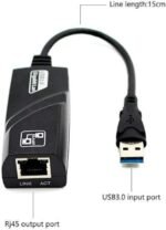 ⁦محول شبكة USB 3.0 إلى آر جيه 45 10/100/1000 جيجابت إيثرنت لشبكة LAN لنظام ويندوز 10/8.1/8/7/فيستا، ماك أو إس، لينكس، كروم أو إس وغيرها من دي اي بي - أسود⁩ - الصورة ⁦3⁩