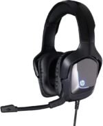 ⁦سماعة رأس للألعاب H220GS بمنفذ USB 7.1 بصوت محيطي وميكروفون واضاءة LED وخاصية إلغاء الضوضاء فوق الأذن من إتش بي، سلكي، أسود⁩ - الصورة ⁦2⁩
