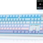 كيبورد ميكانيكي لاسلكي K108 برو بشاشة ومقبض من لينجباو، كيبورد كريمية بالحجم الكامل قابل للتبديل السريع، بطارية 10000mAh، غطاء مفاتيح PBT مطبوع جانبيا، اضاءة خلفية RGB، كيبورد العاب ثلاثية الاوضاع