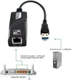 ⁦محول شبكة USB 3.0 إلى آر جيه 45 10/100/1000 جيجابت إيثرنت لشبكة LAN لنظام ويندوز 10/8.1/8/7/فيستا، ماك أو إس، لينكس، كروم أو إس وغيرها من دي اي بي - أسود⁩ - الصورة ⁦2⁩