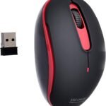 ماوس ضوئي لاسلكي بدون ضوضاء من اكسيسوريز شوب، بتصميم مريح مع USB ودقة عالية من ال جي سي، موديل Cmu02 - أسود وأحمر