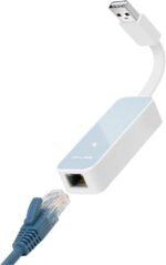 محول ايثرنت UE200 من USB نوع سي الى ار جيه 45 100 ميجابت لكل ثانية من تي بي لينك، لشبكة LAN بسلك، لاجهزة الترا بوك وكروم بوك ولاب توب والكمبيوتر، تدعم نظام التشغيل ويندوز وماك (10.6-10.10) ولينكس