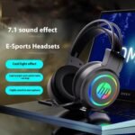 سماعة راس للالعاب اتش بي H100 بمنفذ USB 7.1 بصوت محيطي وتاثير اضاءة ملونة RGB - لطيفة على البشرة وجيدة التهوية - ميكروفون مرن لتقليل الضوضاء - مشغلات 50 ملم - للكمبيوتر وبلاي ستيشن 4 | اسود - Image 3