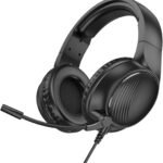 سيليبريت سماعة رأس GM-5 للألعاب مع مشغلات 40 ملم، ميكروفون عالي الدقة HD، صوت محيطي، تصميم خفيف الوزن، قابل للتعديل 360 درجة، متوافقة مع PS4 وPS5 والكمبيوتر، أسود