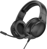 سيليبريت سماعة رأس GM-5 للألعاب مع مشغلات 40 ملم، ميكروفون عالي الدقة HD، صوت محيطي، تصميم خفيف الوزن، قابل للتعديل 360 درجة، متوافقة مع PS4 وPS5 والكمبيوتر، أسود