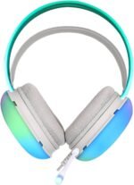 ⁦سماعة راس ستيريو للالعاب شفافة GH-511 Xtrike-Me - اضاءة RGB ديناميكية على شريط الرأس - ميكروفون تقليل الضوضاء - 2 × مقبس 3.5 ملم + USB للضوء لاجهزة الكمبيوتر والجوال واجهزة تشغيل العاب الفيديو الرقمية⁩ - الصورة ⁦2⁩