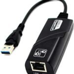محول شبكة USB 3.0 إلى آر جيه 45 10/100/1000 جيجابت إيثرنت لشبكة LAN لنظام ويندوز 10/8.1/8/7/فيستا، ماك أو إس، لينكس، كروم أو إس وغيرها من دي اي بي - أسود
