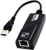 محول شبكة USB 3.0 إلى آر جيه 45 10/100/1000 جيجابت إيثرنت لشبكة LAN لنظام ويندوز 10/8.1/8/7/فيستا، ماك أو إس، لينكس، كروم أو إس وغيرها من دي اي بي - أسود
