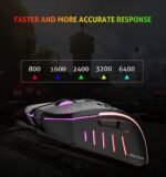 ⁦ماوس هوني كومب للالعاب بفضاء لوني ار جي بي، خفيف الوزن - GM015 من ميشن (6400 نقطة لكل بوصة) مناسب للاستخدام مع اجهزة الكمبيوتر واللاب توب، اسود، USB⁩ - الصورة ⁦6⁩