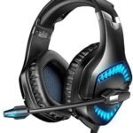 سماعة راس للالعاب K1B برو مع اضاءة LED وميكروفون سلكية فوق الاذن للكمبيوتر وبلاي ستيشن 5 واكس بوكس والجوال والتابلت واللابتوب من ران موس (اسود)