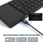 كيبورد B033 بلوتوث 5.0 صغيرة الحجم كاملة الحجم مع لوحة لمس - مزامنة حتى 3 اجهزة - كيبورد لاسلكية مغناطيسية محمولة ثلاثية الطيات قابلة لاعادة الشحن لويندوز واندرويد وIOS وايباد والجوال | رمادي - Image 5