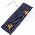 كيبورد للعب للوسائط المتعددة مع أزرار ملونة USB من 2 بي-KB445- للغة العربية والإنجليزية.تصميم مضاد لرذاذ المياه .اسود