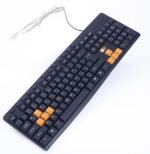 كيبورد للعب للوسائط المتعددة مع أزرار ملونة USB من 2 بي-KB445- للغة العربية والإنجليزية.تصميم مضاد لرذاذ المياه .اسود