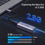 محول ايثرنت USB نوع سي الجيل 3.1 ذكر الى ار جيه 45 2.5 جيجابايت في الثانية انثى من يوجرين، لون رمادي 25052 - Image 2