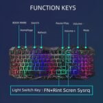 كيبورد جيمنج سلكي زيوس K002 بإضاءة LED مقاومة للماء متعددة الوسائط واجهة توصيل USB اسود - Image 3