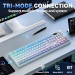 كيبورد ميكانيكي لاسلكي K108 برو بشاشة ومقبض من لينجباو، كيبورد كريمية بالحجم الكامل قابل للتبديل السريع، بطارية 10000mAh، غطاء مفاتيح PBT مطبوع جانبيا، اضاءة خلفية RGB، كيبورد العاب ثلاثية الاوضاع - Image 4