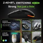 ⁦ماوس FV-210 ار جي بي قابل لإعادة الشحن ثنائي لاسلكي بلوتوث 5.1 بـ 2.4G - بطارية 500mAh ومستشعر PAW 3212 دقة 3200DPI، حماية من الأشعة فوق البنفسجية للألعاب والمكتب، لأنظمة ويندوز/iOS/أندرويد، رمادي⁩ - الصورة ⁦2⁩