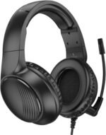 ⁦سيليبريت سماعة رأس GM-5 للألعاب مع مشغلات 40 ملم، ميكروفون عالي الدقة HD، صوت محيطي، تصميم خفيف الوزن، قابل للتعديل 360 درجة، متوافقة مع PS4 وPS5 والكمبيوتر، أسود⁩ - الصورة ⁦2⁩