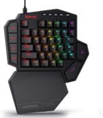⁦لوحة مفاتيح ميكانيكية للألعاب K585 دي اي تي اي تعمل بيد واحدة من ريدراجون- الوان RGB - مفاتيح زرقاء - 42 مفتاح - 7 مفاتيح ماكرو على الكيبورد - مسند معصم قابل للفصل، أسود⁩ - الصورة ⁦2⁩