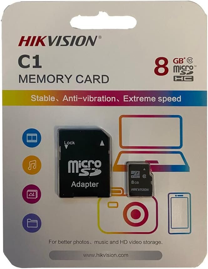 51TbyHW4YPL._AC_SL1000_ بطاقة ذاكرة Micro SD اتش سي 8 جيجا من هايكفيجين ام اس دي، سلسلة C1 مع محول 23 ميجابايت/ثانية 10 ميجابايت/ثانية الفئة 10 - الصورة 1