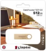 فلاشة USB داتا ترافيلر SE9 من كينجستون الجيل الثالث سعة 512 جيجابايت، سرعة قراءة 220 ميجابايت/ الثانية، فلاشة USB 3.2 الجيل الأول بتصميم معدني، لون ذهبي - Image 4