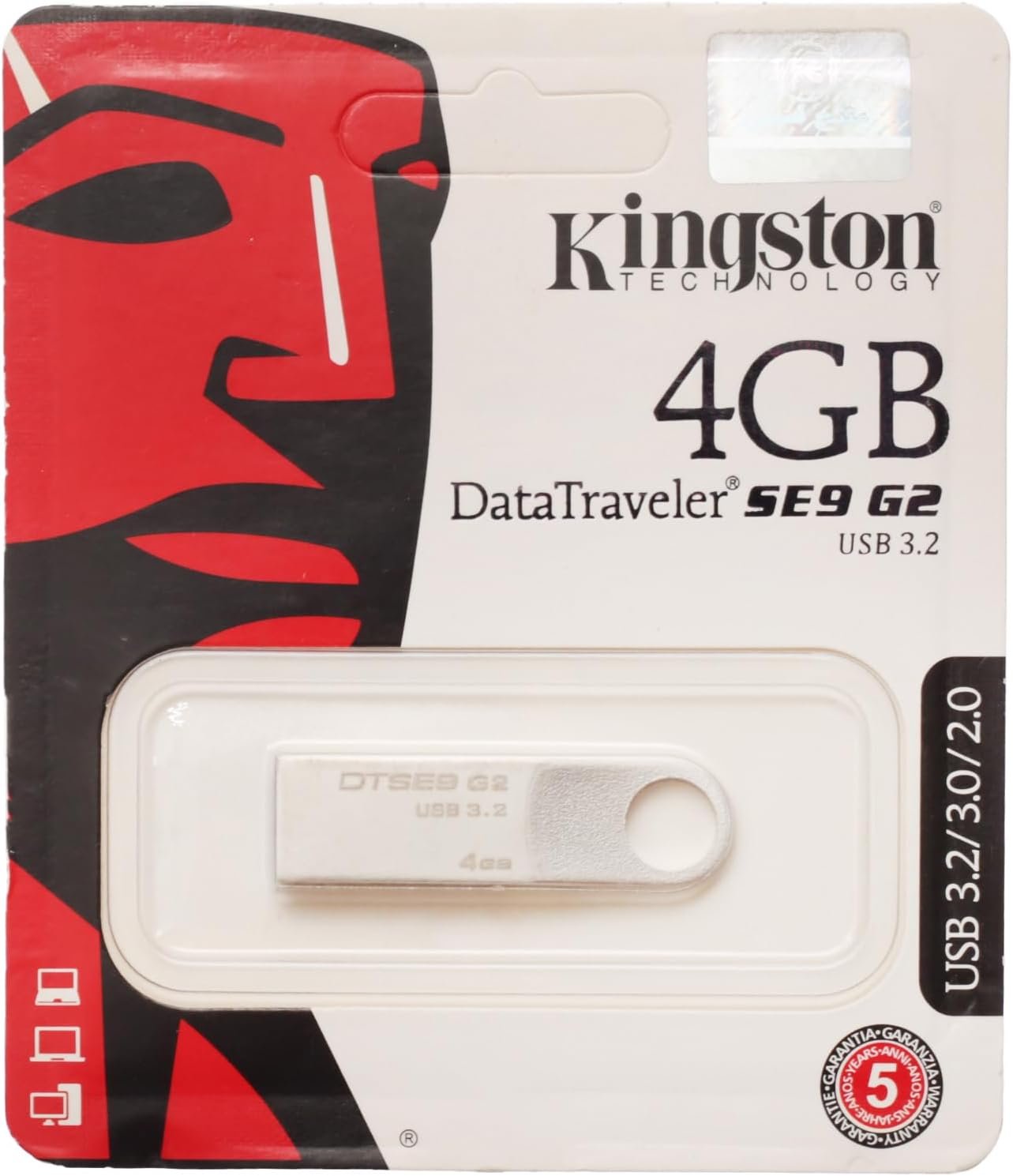 61DlJlWtYTL._AC_SL1500_ ذاكرة فلاش ميموري يو ديسك DTSE9 G2 سعة 4 جيجابايت بمنفذ USB 3.2 من كينجستون - فضي - Image 1