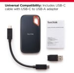⁦سانديسك SSD محمول للغاية سعة 1 تيرابايت - حتى 1050 ميجابايت/ثانية، USB-C، USB 3.2 الجيل الثاني، مقاوم للماء والغبار بتصنيف IP65، برامج ثابتة محدثة، محرك خارجي ذو حالة ثابتة - SDSSDE61-1T00-G25⁩ - الصورة ⁦3⁩